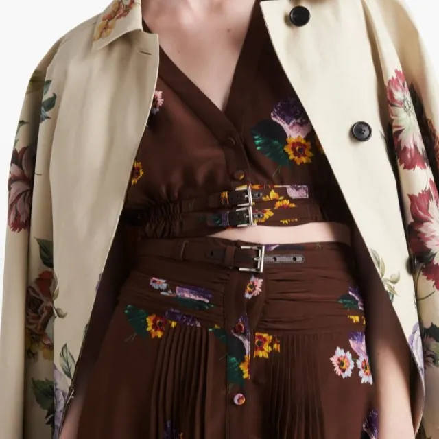 PRADA Floral Printed Long Sleeved Coat-4