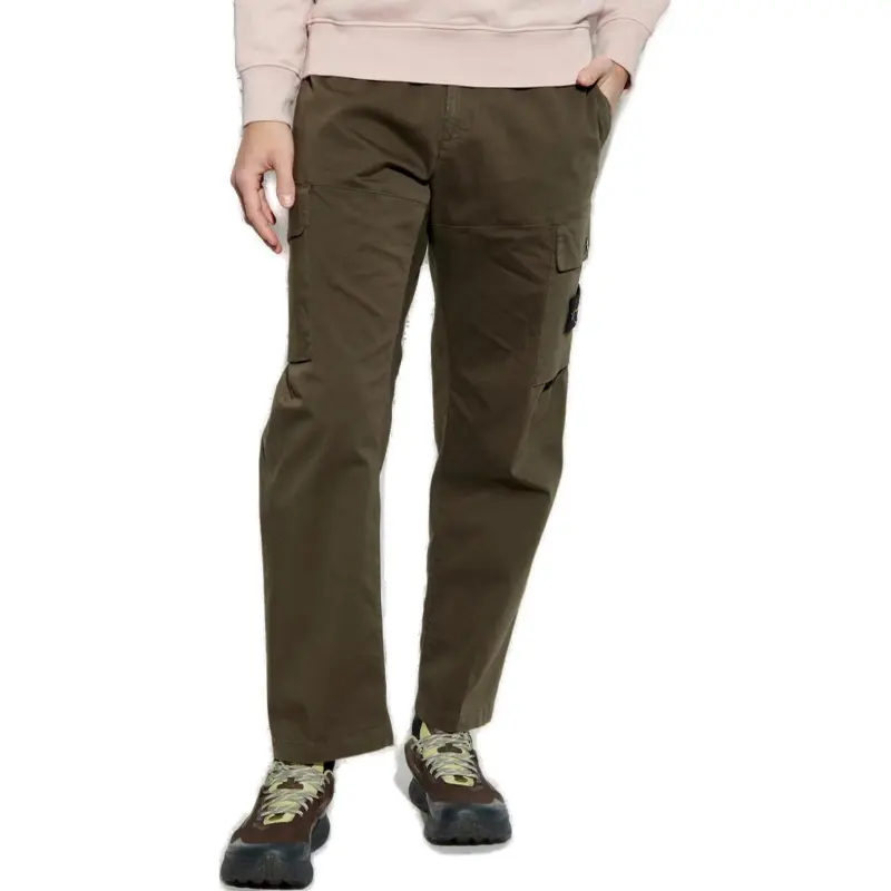 STONE ISLAND Logo Patch Regular Fit Cargo Pants-1
