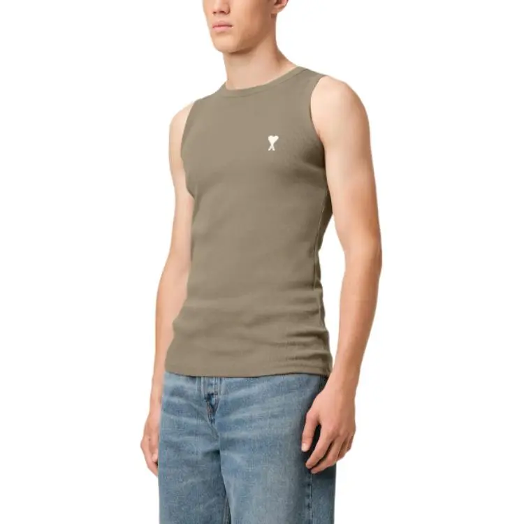 Ami Paris Ami De Coeur Logo Embroidered Knitted Tank Top-4