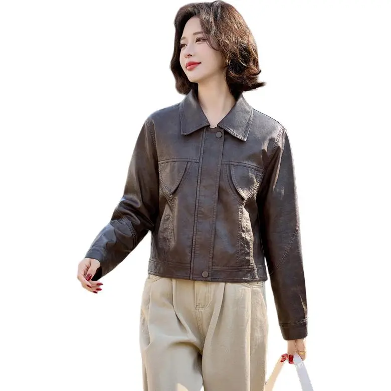 Yi Mengyuan Leather Jackets Coats Women's-2