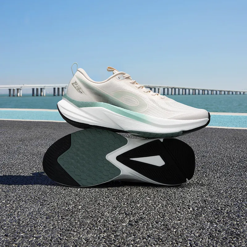 QIAODAN Speed 3LITE Anti Slip And Wear Resistant Coverage Low Top Casual Running Shoes Men's Beige Green-7
