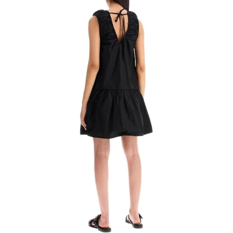 GANNI V-Neck Poplin Mini Dress-4