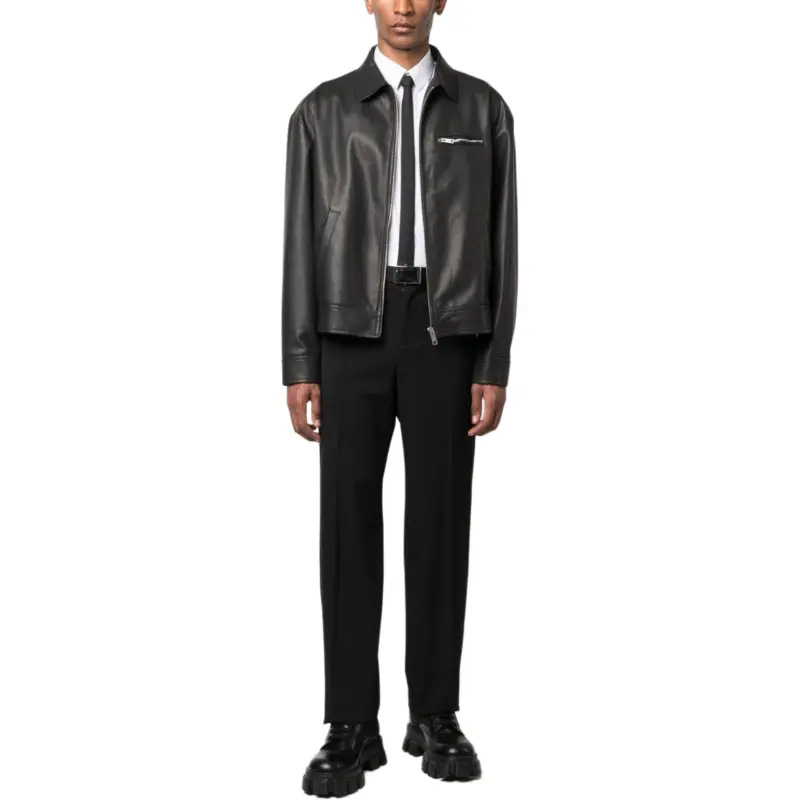 PRADA SS23 Leather Jacket Men's Black-2