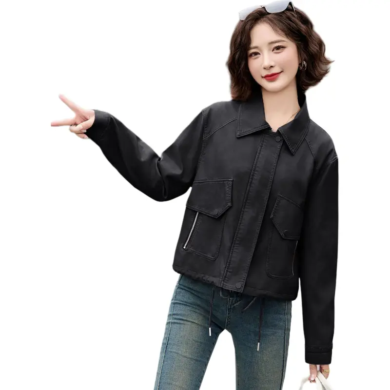 Yi Mengyuan Leather Jackets Coats Women's-3