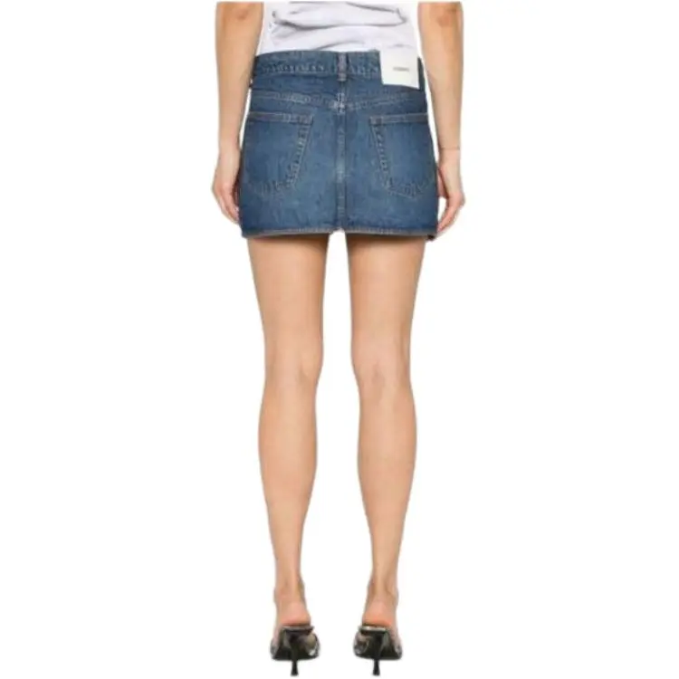 COPERNI Curved Hem Wrap Denim Mini Skirt-4