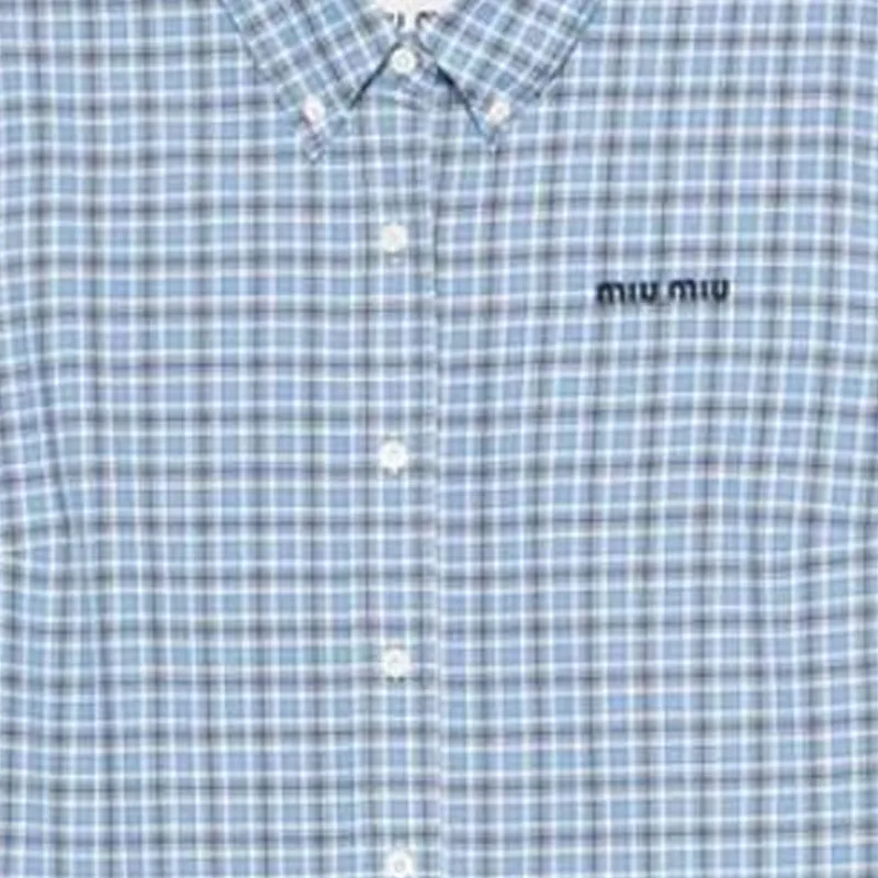 MIU MIU Check Shirt Celeste/Blue-4