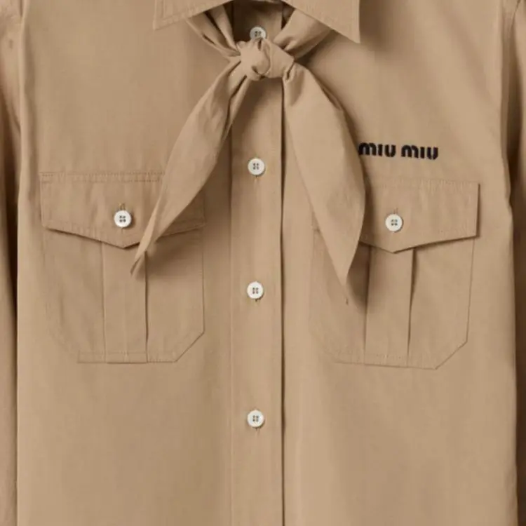 MIU MIU Neckerchief Poplin Shirt-5