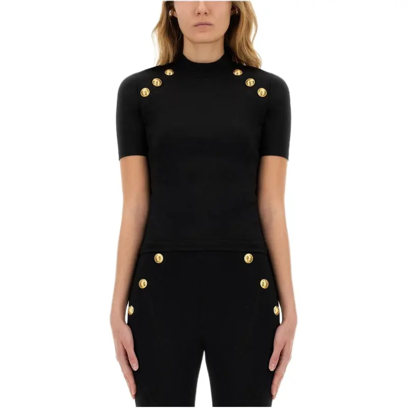 BALMAIN 6 Button Knit T Shirt-2