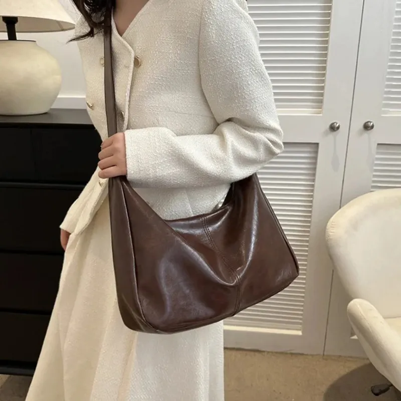 BETTERSAY Synthetic Leather Crossbody Bag, Shoulder Bag Large Size Women's Black/Coffee-4