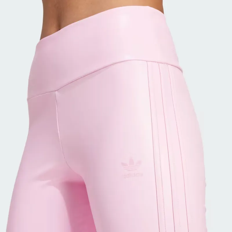 Adidas Originals Faux Leather Leggings Athletic Trousers Women's Pink-3