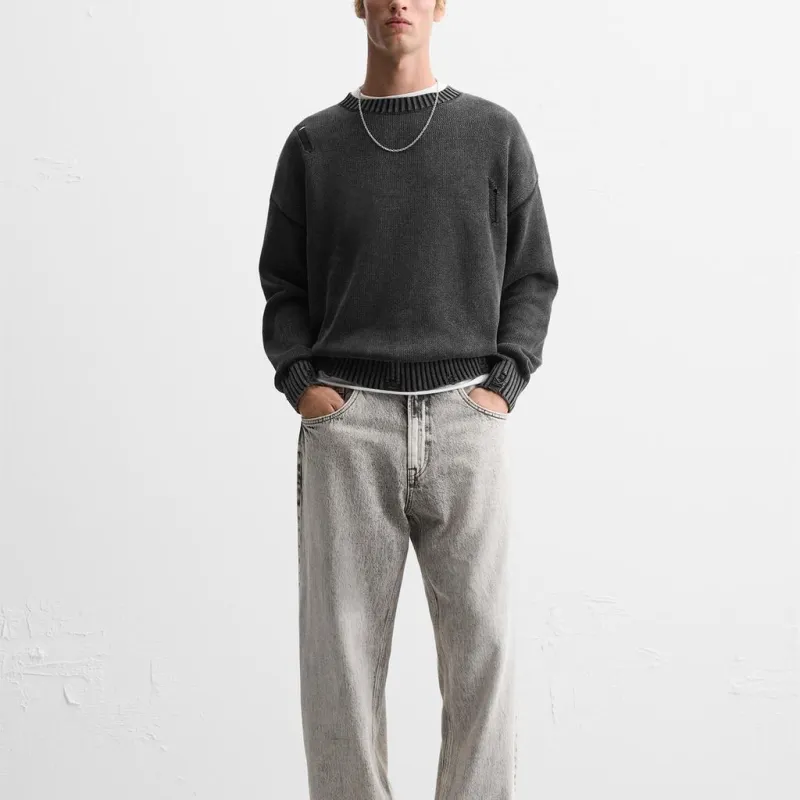 ZARA Knitwear Men Coal Gray-2