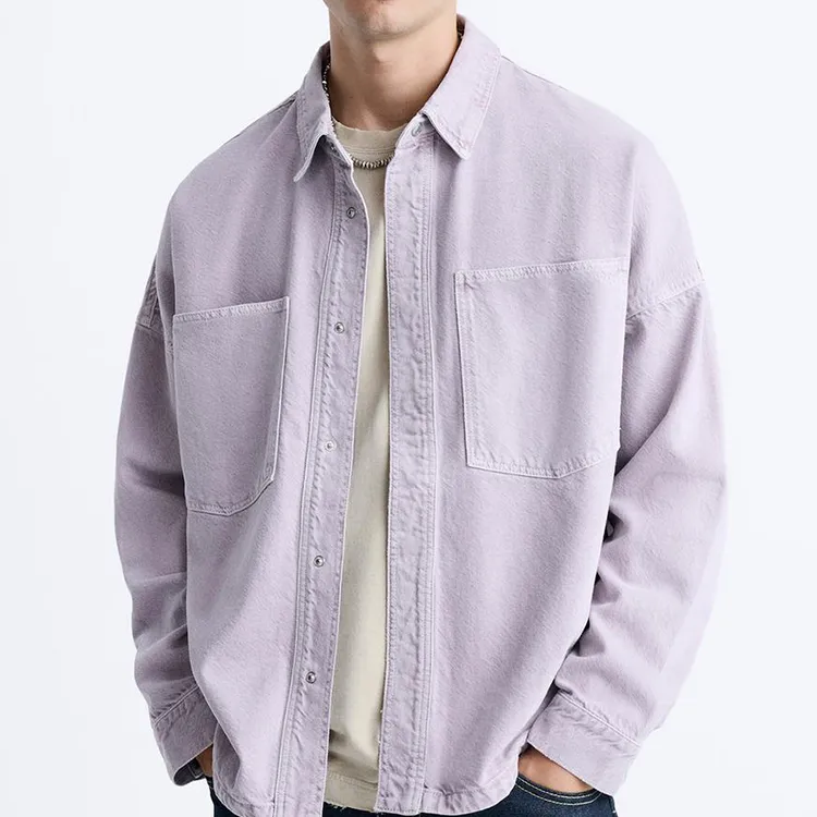 ZARA Denim Jackets Men Earth Gray Fuchsia-1