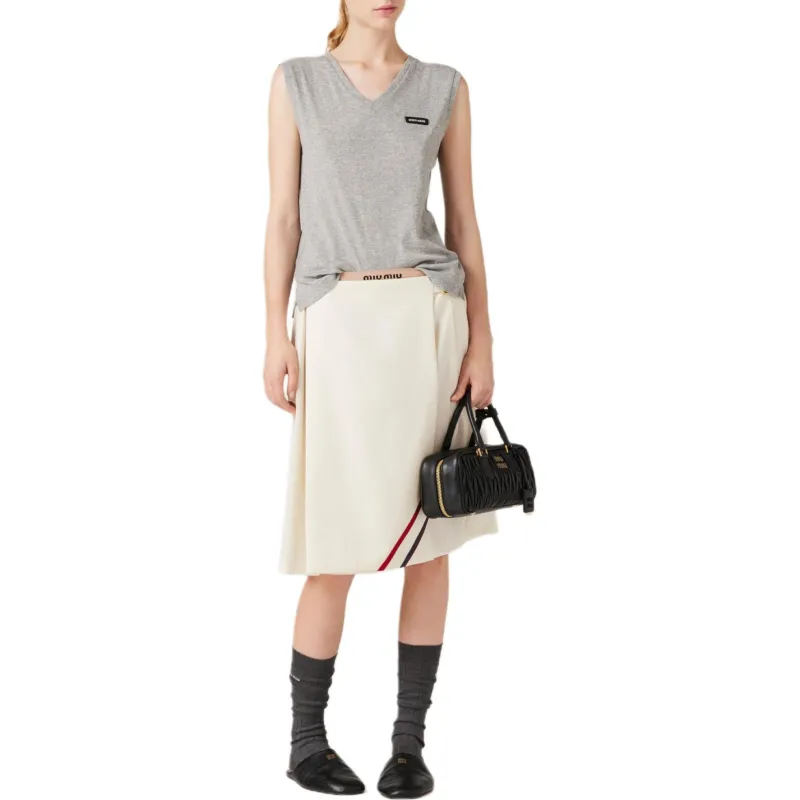 MIU MIU Logo Patch V Neck Tank Top-2