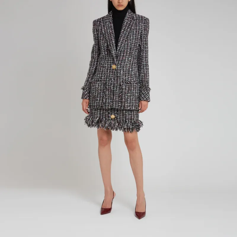 BALMAIN Single Breasted Tweed Jacket-2