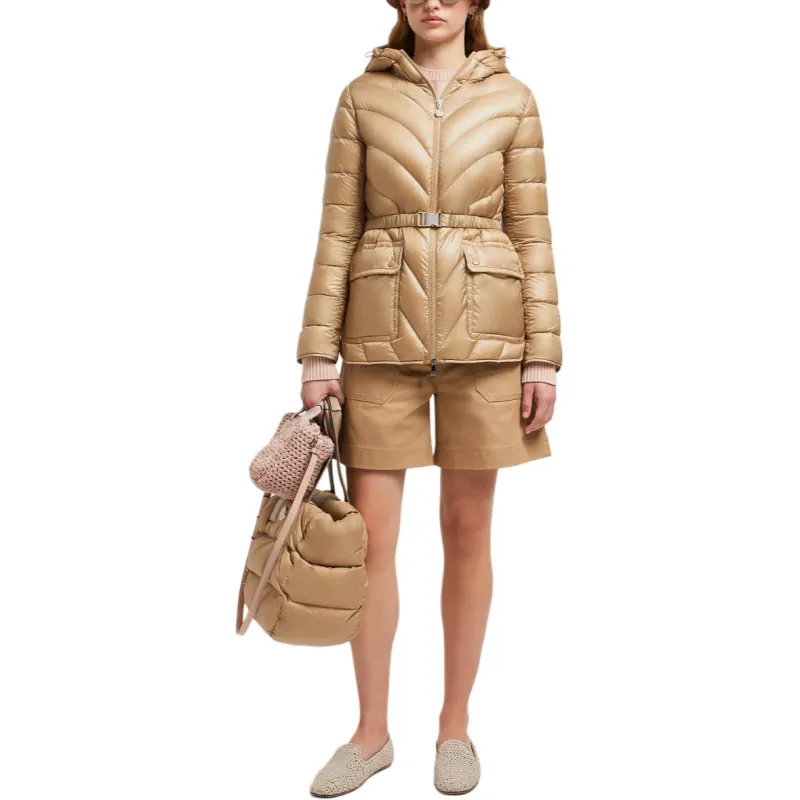 Moncler Down Jacket Women's Camel Beige-3