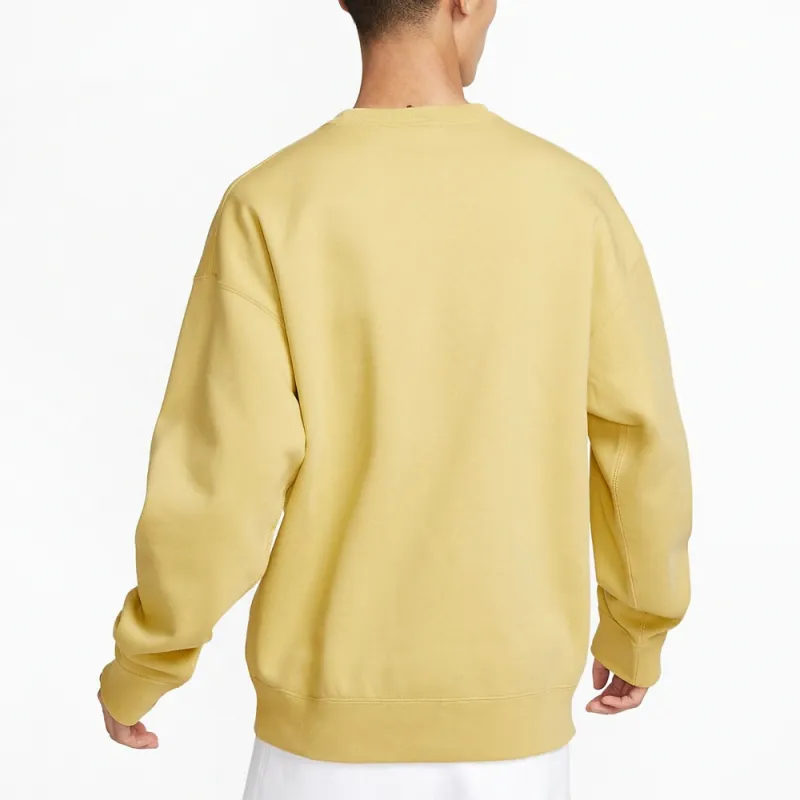 Nike Solo Swoosh Men's Fleece Crewneck Sweatshirt Yellow-3