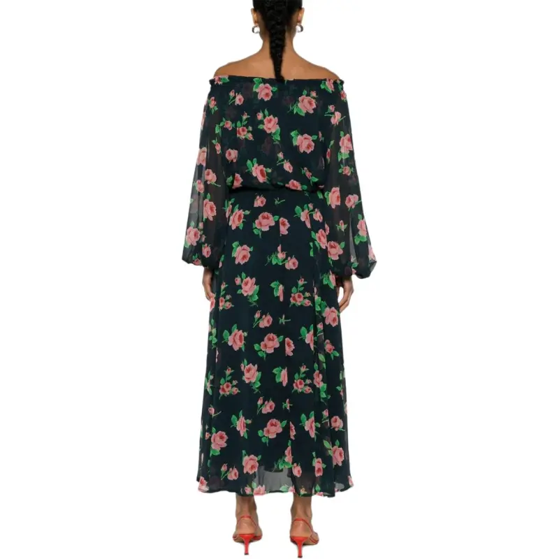 Rotate Flower Printed Chiffon Maxi Dress-4