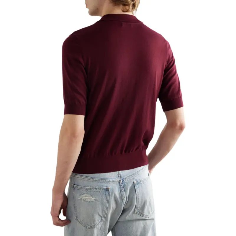 CELINE SS25 Polo Shirt Men's Burgundy Red-3
