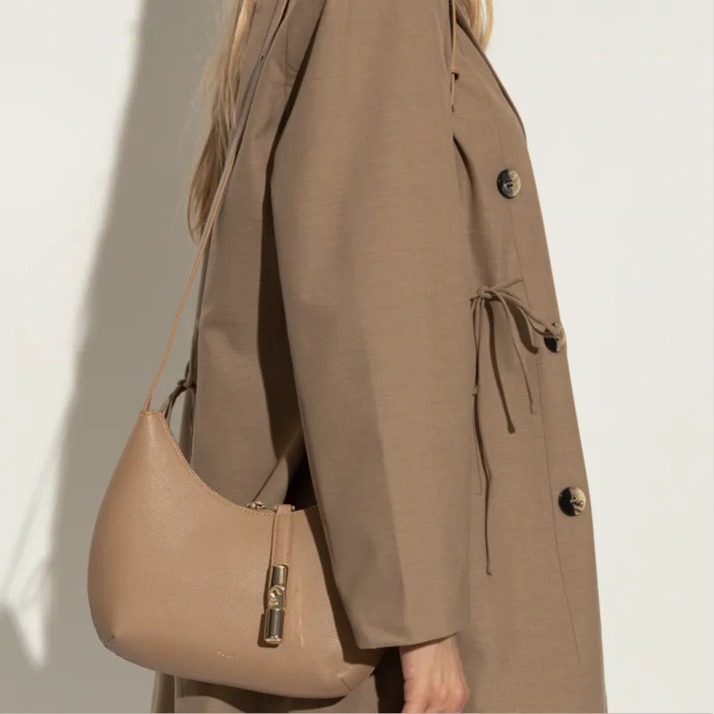 Furla Leather Crossbody Bag, Shoulder Bag Trumpets Women's Beige-4