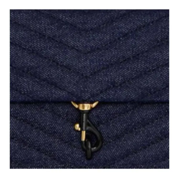 REBECCA MINKOFF Edie Cotton With Genuine Leather Shoulder Bag Crossbody Bag Mini Women's Dark Blue & Black-3