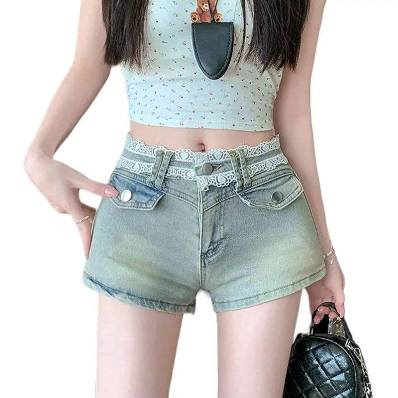 Concubine Zhu Denim Shorts Women's Light Blue-1