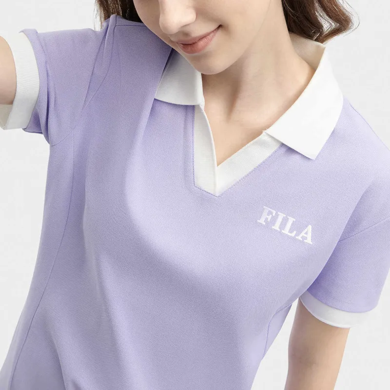 FILA Short Sleeved Dresses Women's Milk Taro Purple-2