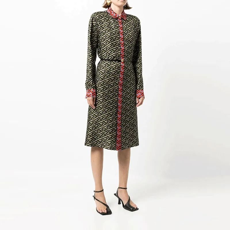VERSACE Long-Sleeved Dresses Women's Green-3