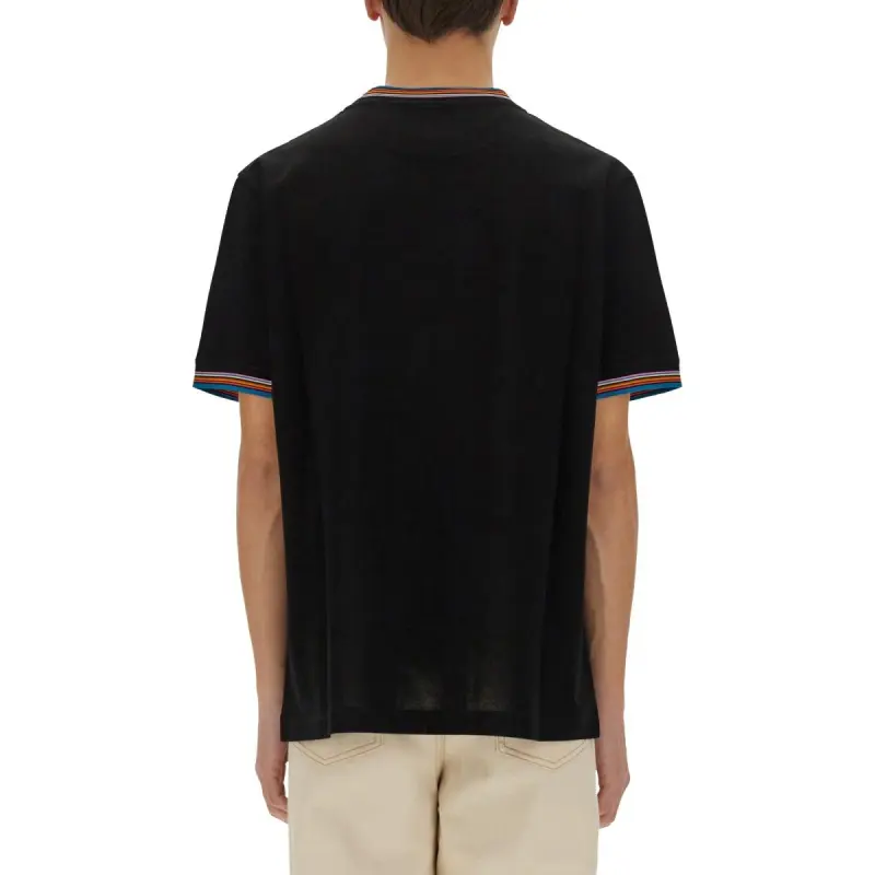 Paul Smith Mercerised Pique Signature Stripe Collar T Shirt-1