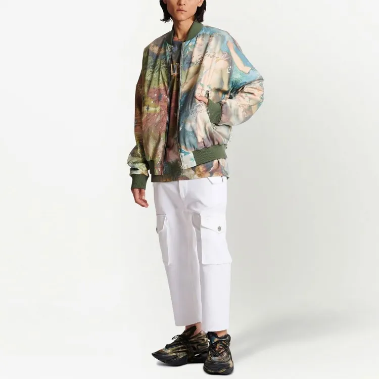 BALMAIN Painting Printed Reversible Zipped Bomber Jacket-3