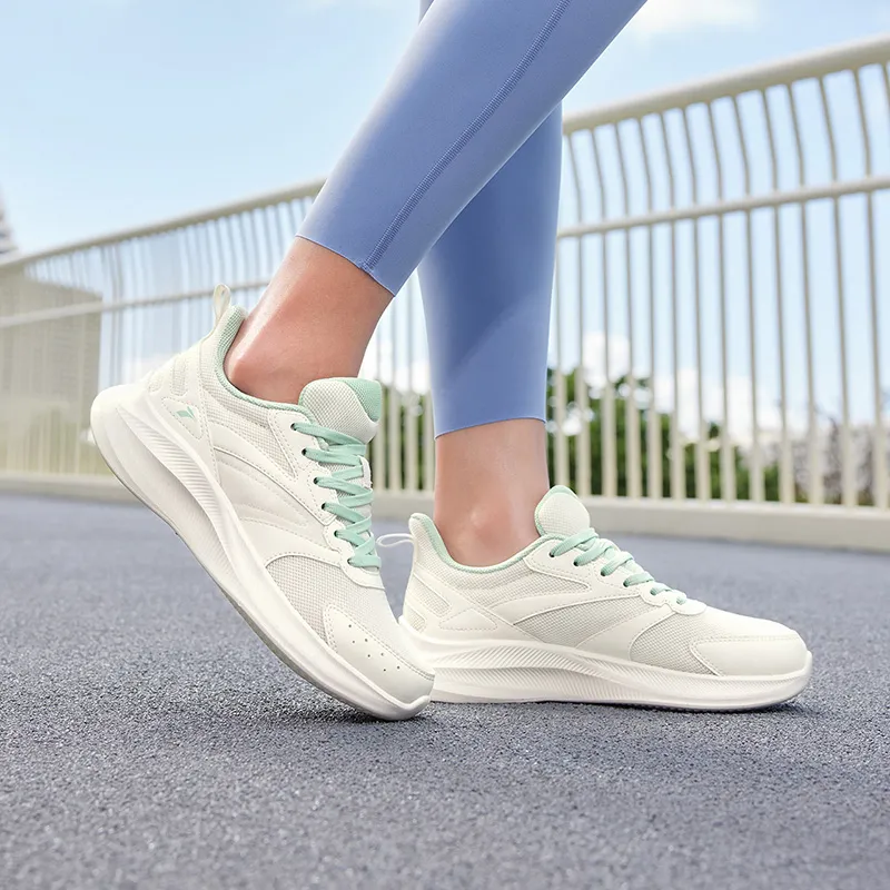 361° Cushioning Lightweight Rebound Low Top Running Shoes Women's White Green-1