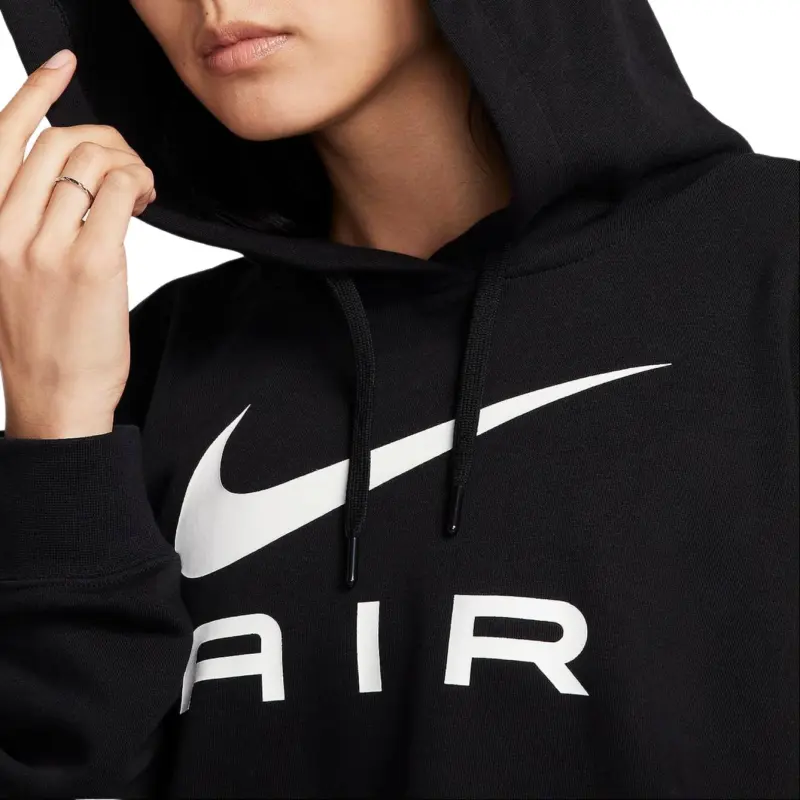 Nike Oversized Fleece Pullover Hoodie Sweatshirt Women's Black-4