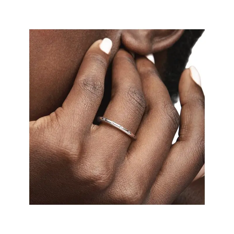 Pandora 925 Sterling Silver Zirconia Rings Women's Silver-4