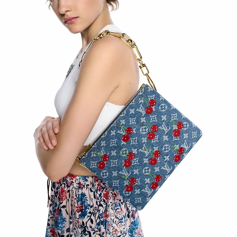 LOUIS VUITTON X Takashi Murakami Cherry Coussin Pm Denim Monogram-6
