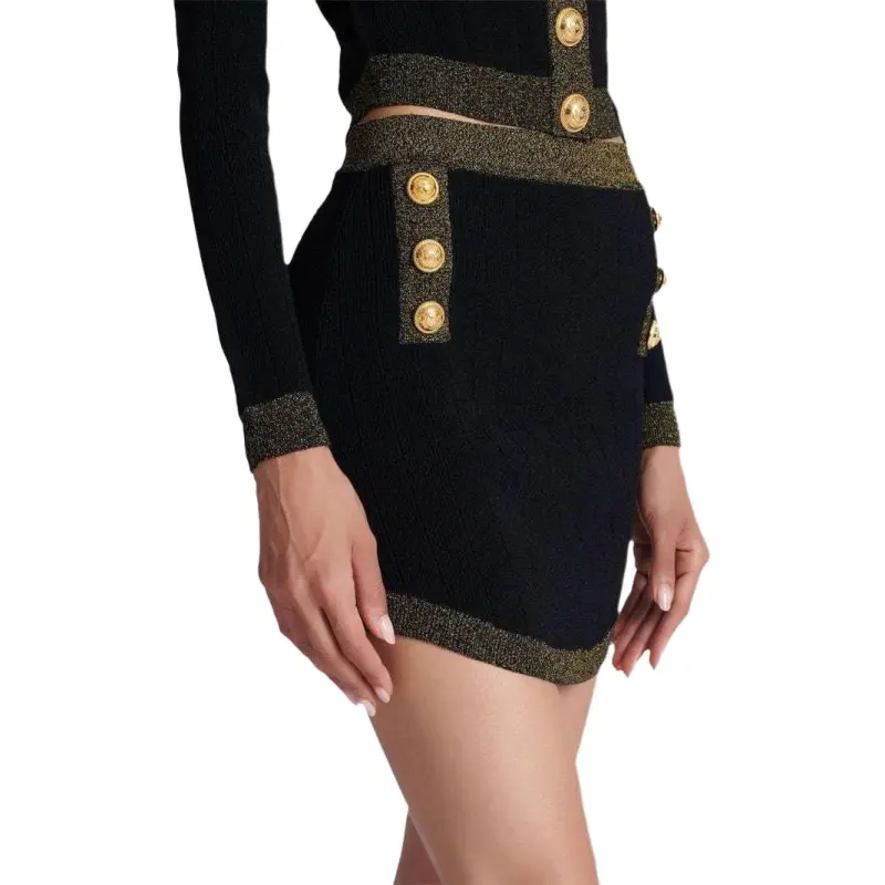 BALMAIN Button embellished Knitted Miniskirt-4