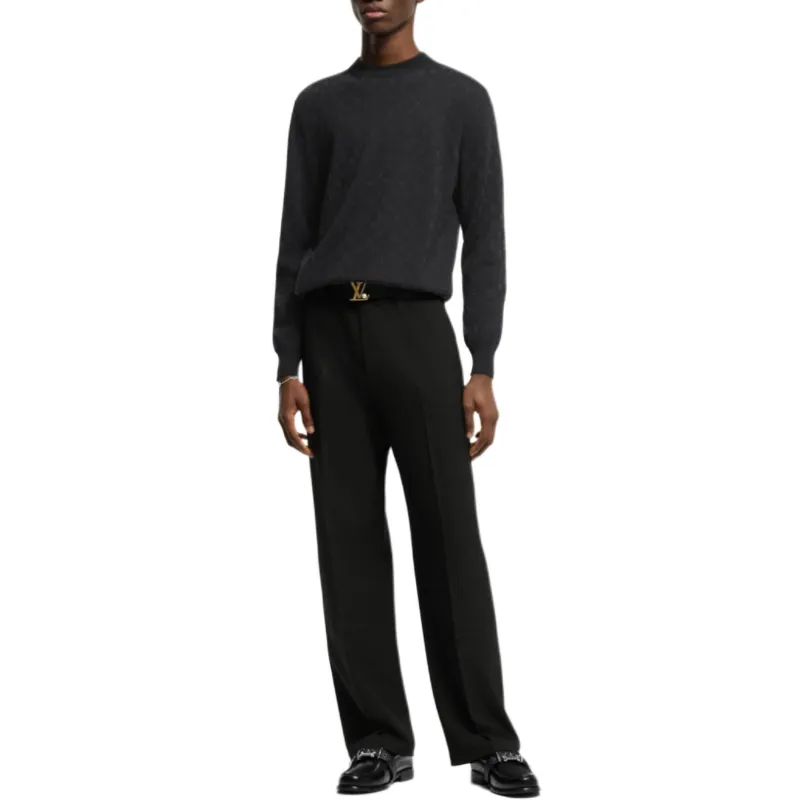 LOUIS VUITTON Monogram Embellished Wool Evening Crewneck-4