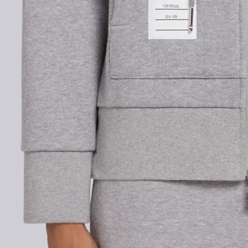 THOM BROWNE Zipped Drawstring Hoodie-4