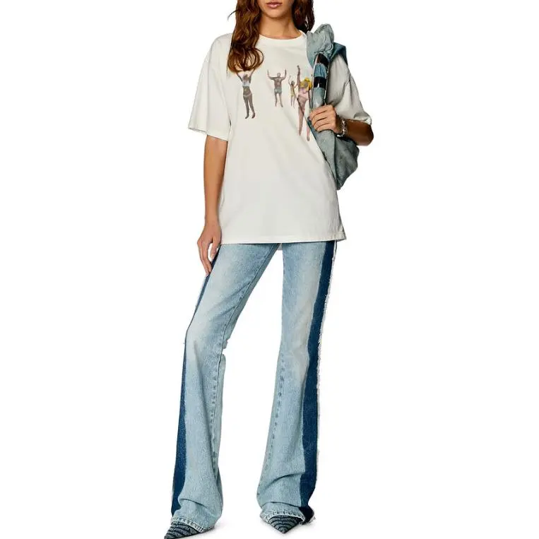 DIESEL Drop Shoulder Sleeve T Shirt Women's White-1