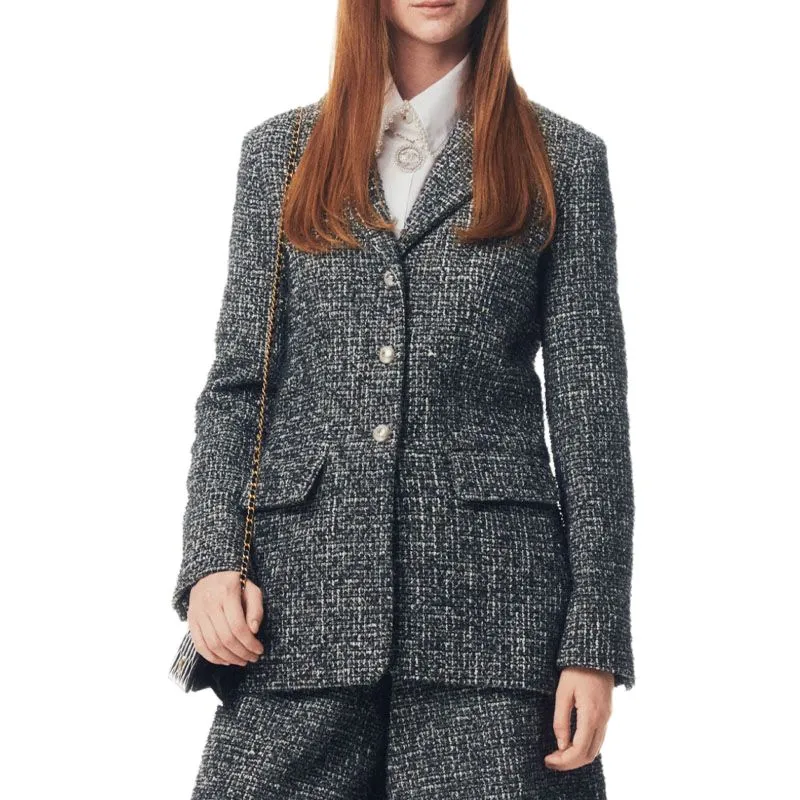 CHANEL 25P Jackets Coats Women's Dark Gray White-2