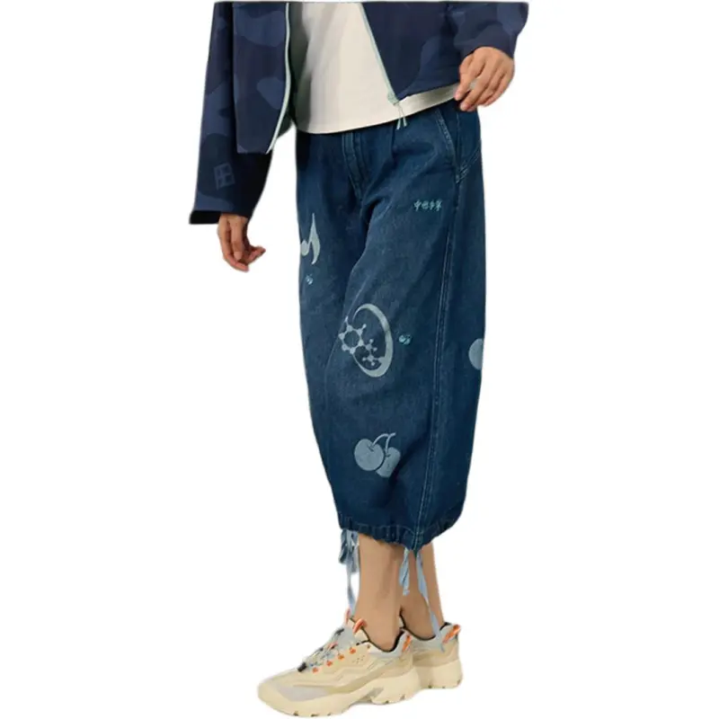 LiNing x ANB Denim Shorts Women's Dark Denim Blue-2