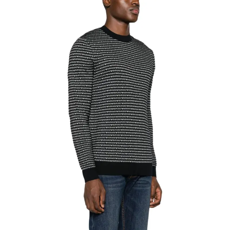 EMPORIO ARMANI Logo intarsia Ribbed knit Jumper-4