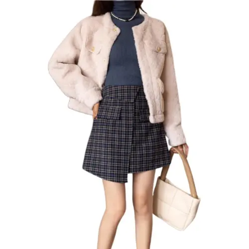 MISHOW Casual Short Skirts Women's Blue Plaid Color