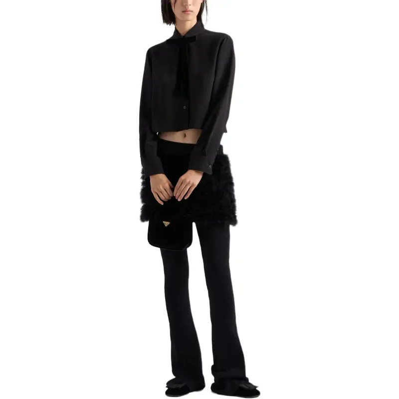 PRADA Bow Detailed Cropped Shirt-1