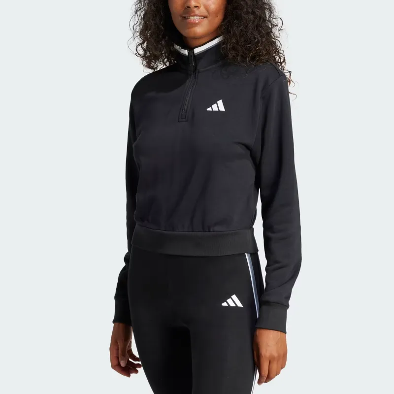 Adidas Free Shipping With AdiClub Essentials Color Pop French Terry Crop Quarter Zip Track Jacket-1