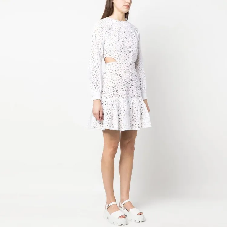 MICHAEL KORS Cotton Eyelet Cutout Mini Dress-3