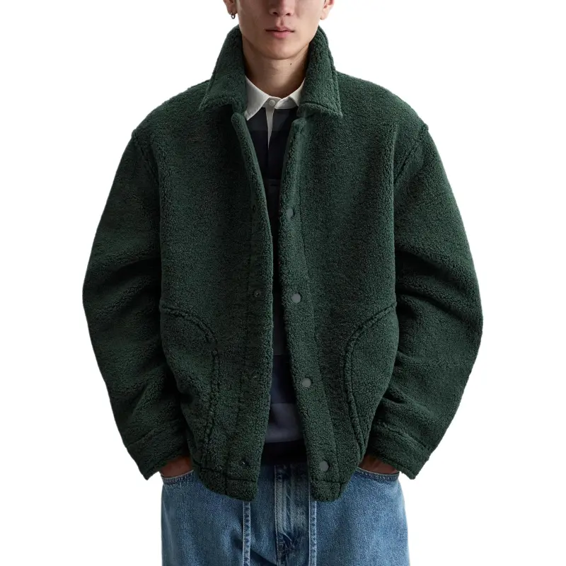ZARA Velvet feel Coat Men's Green-4
