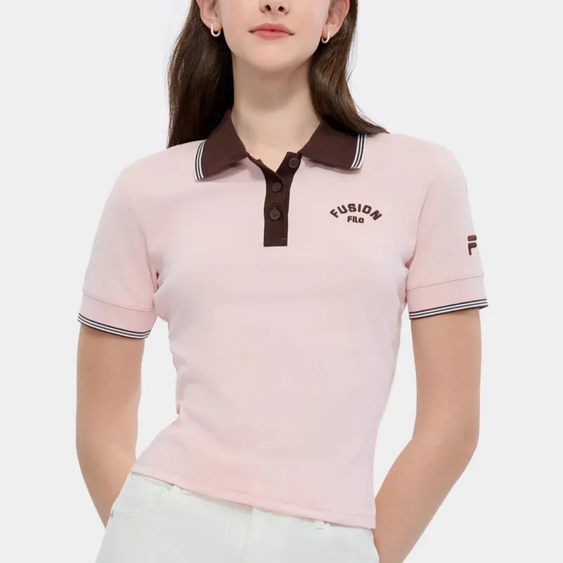 FILA FUSION FOB Polo Shirt Women's Orange Gray Pink-2