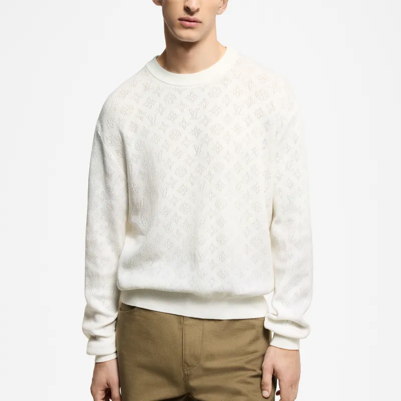 LOUIS VUITTON 1AGJHK Monogram Pointelle Cotton Pullover-2