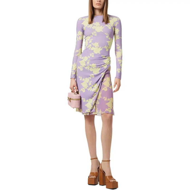 VERSACE Wild Roses Gathered Midi Dress-1