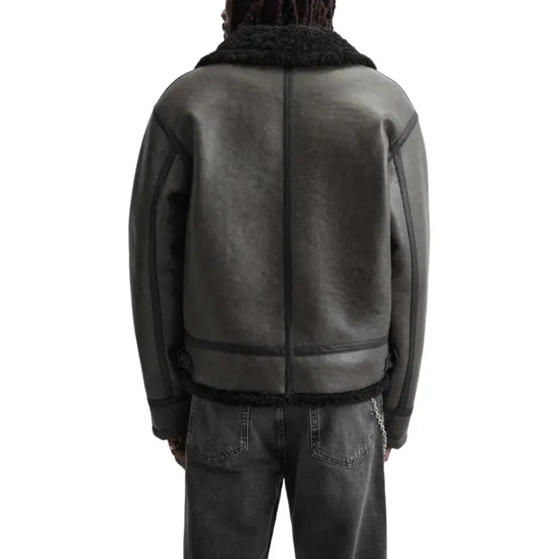 ZARA Leather Jacket Men's Green-2