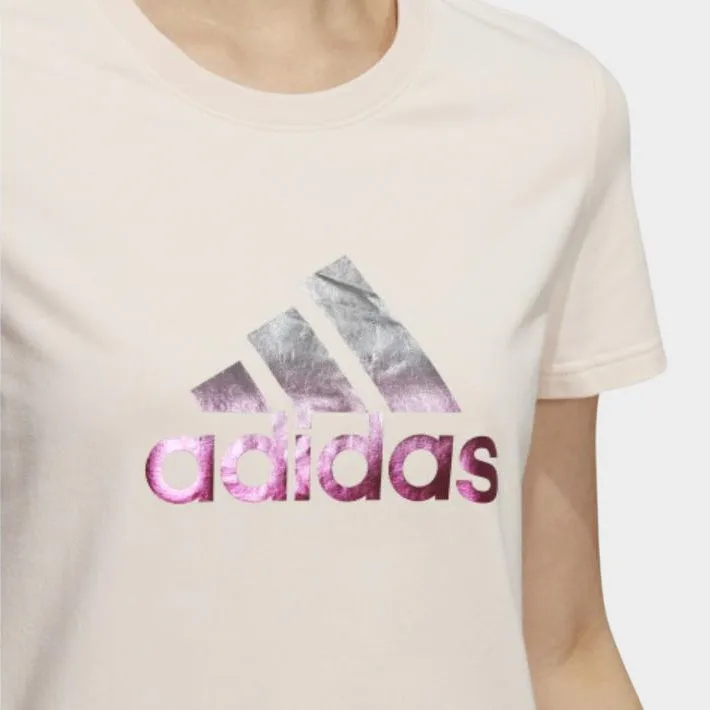 Adidas Set in Sleeve T Shirt Women's Pink Tin-4